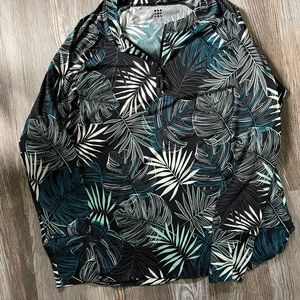 Title Nine swim/sun Shirt - Long sleeve - Tropical Tiki monstera leaf print - XL